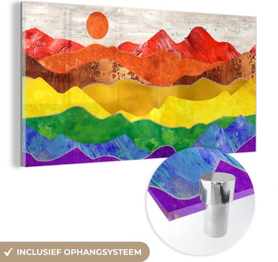 MuchoWow® Glasschilderij 40x20 cm - Schilderij acrylglas - Pride - Regenboog - Gay - Foto op glas - Schilderijen