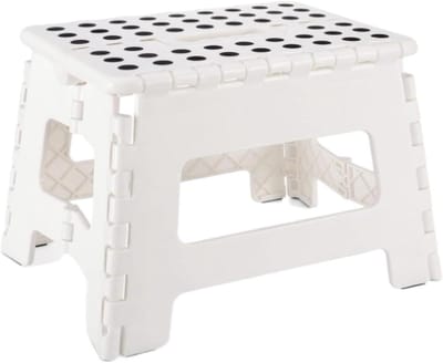Opvouwbare voetenbank - Opstapkruk - Hoge plaatsen bereiken - Met handvat - 29x22x22cm - Wit
