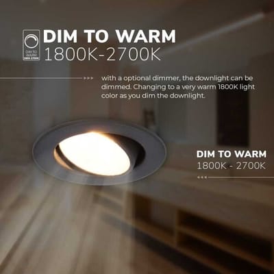 6x HOFTRONIC Malta - Dim to warm inbouwspot - LED - Rond zaagmaat 60-67mm - Zwart - Dimbaar - Kantelbaar - 5 Watt - 480 lumen - 230V - 1800-2700K - Plafondspots - Inbouwspot voor badkamer en buiten - 5 jaar garantie