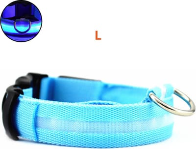 Nivard Lichtgevende Halsband - Verlichte Halsband - Lichtgevend - Hond - Kat - Lampje - Hondenhalsband Led - Blauw - L