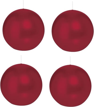 Trend Candles Bolkaars glad - 4x - bordeaux rood - 8 cm - 25 branduren - ronde kaarsen