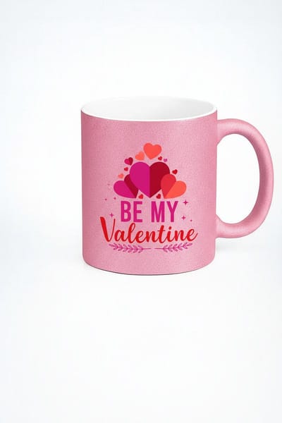 Valentijn Mok Roze Glitter 'Be My Valentine' - Romantisch Cadeau Liefdesmok