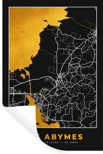 Muurstickers - Sticker Folie - Plattegrond - les Abymes - Stadskaart - Frankrijk - Kaart - 20x30 cm - Plakfolie - Muurstickers Kinderkamer - Zelfklevend Behang - Zelfklevend behangpapier - Stickerfolie