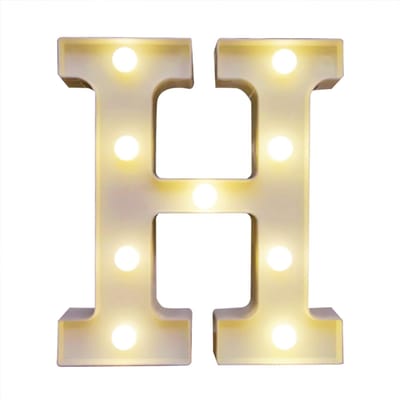 Alfabet LED's Licht Staande Letters Bord met Bollen Nachtlamp Warm Wit Constant Helder Licht Effect 2 * AA Cell Operated IP54 Waterbestendigheid H