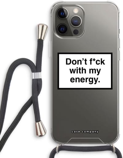 Case Company® - Hoesje met koord geschikt voor iPhone 12 Pro hoesje met Koord - My energy - Telefoonhoesje met Zwart Koord - Bescherming aan alle Kanten en Over de Schermrand