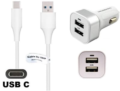 OneOne auto oplader met 2 poorten + 0,2m sterke USB C kabel. Krachtige 24 Watt autolader past op Nintendo New Switch, Switch, Switch Lite, Mario Kart Live: Home Circuit, Game en Watch, Pok©ball Plus