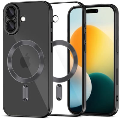 Backcover hoesje Geschikt voor: iPhone 17 met geïntegreerde Camera lens bescherming [magnetische hoes] compatibel met MagSafe Dames Heren - Zwart