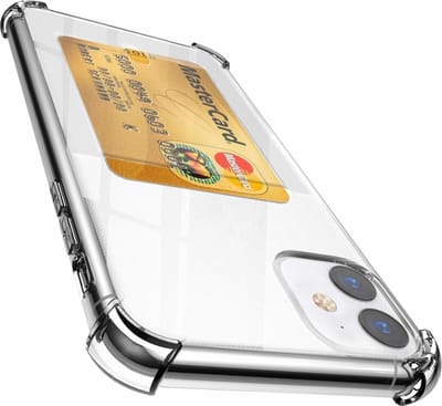 ShieldCase Shock case met pasjeshouder geschikt voor Apple iPhone 12 / 12 Pro - 6.1 inch - Schokbestendige Beschermcase - Stijlvolle Bescherming met Opbergruimte - Kras- en Valbestendige Case - Stijlvol Hoesje met Extra Opbergruimte