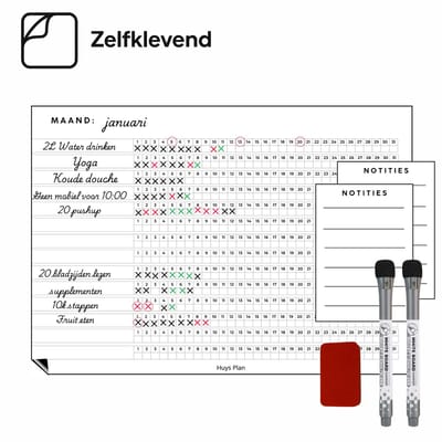 Huysplan - A5 Habit tracker - Habit Planner - Atomic Habits - 2 Stiften en 1 Wisser - Zelfplakkend