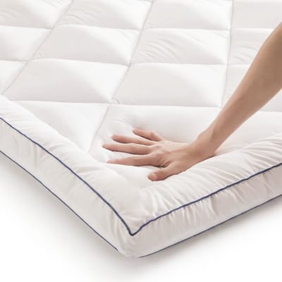 CASABEL Zachte Matras Topper 180 x 200 cm van ademende microvezel met blauwe bies