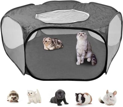 Vouwbare Dieren Tent voor Kleine Huisdieren - Ademend Speelgebied voor Konijnen, Cavia's en Fretten met Schaduwdoek en Mesh Ontwerp