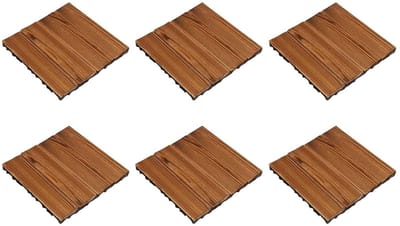Houten Vloerblokken - Terras Tegels - Buiten Leven - Corrosiebestendig - 10 Stuks - Houtkleur