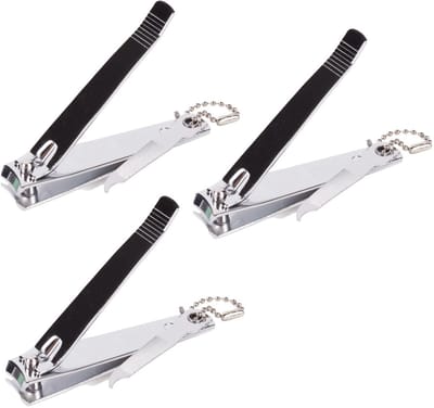 Benson Care Nagelknipper - 3x - met vijl - metaal - zilver - aan ketting - 8 cm - nagel verzorging