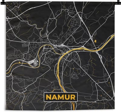 Wandkleed - Wanddoek - Stadskaart - Namur - Goud - Plattegrond - Kaart - 180x180 cm - Wandtapijt