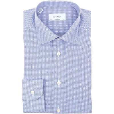 Eton Overhemd Geometric Signature Twill Midden Blauw / male
