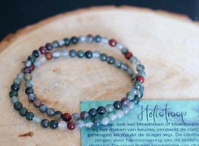 Heliotroop Armband met 4mm kralen, edelsteen - Perfect cadeau voor mannen en vrouwen - Inclusief uitleg - Spiritueel - Bloedsteen - Geheugen - Harmonisering - Wijsheid - Concentratie - 100% NATUURLIJK