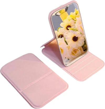 SnelShoppen - Draagbare Reismirror met Stand - Compact Vouwbare Mini Make-up Spiegel voor Tas en Hand, Tafel Spiegel voor Mannen, Vrouwen en Meisjes