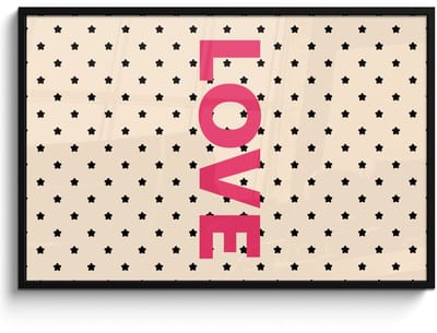 Poster in lijst - Fotolijst 120x80 cm - Posters - Love - Stippen - Roze - Posterlijst zwart - Decoratie - Wanddecoratie woonkamer - Muurdecoratie slaapkamer