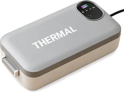 Broodtrommel met PTC-verwarming, 45 W, 304 RVS binnenbak met scheidingswand, enkellaags en grijze stekkeruitvoering