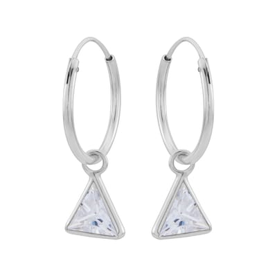 WeLoveSilver - Zilveren oorringen - 925 zilver met driehoek zirkonia