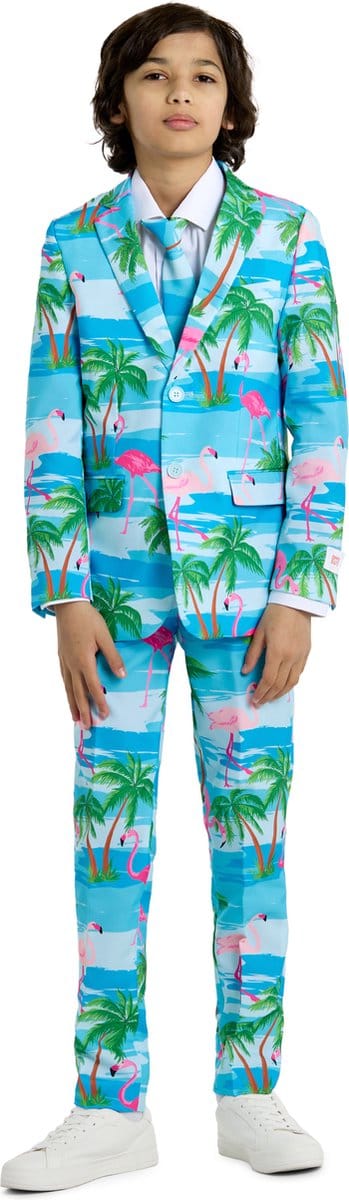 OppoSuits Flaminguy - Jongens Kostuum - Tropisch Zomers pak - Gekleurd - Carnavalskleding - Maat 158/164