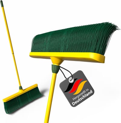 Klauwbezem XL - Telescoopsteel Bezem - Dieptereiniging Terras - Gebogen Borstelharen - 44 x 44 x 153 cm