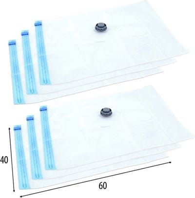 Vacuümzakken voor Kleding en Beddengoed 60x40 cm 6 stuks - Vacuümzak - Vacuüm Opbergzak - Kledingzakken - Kussens - Dekbedden - Reiszakken