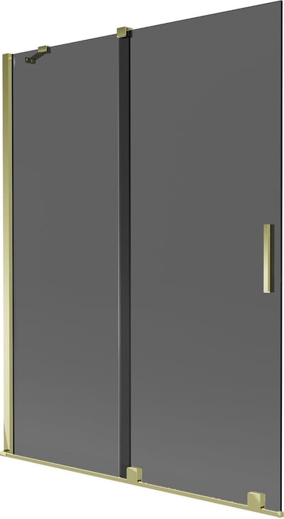 Mexen Velar badwand 2-delig schuifbaar 130 x 150 , grafiet, goud - 896-130-000-41-50