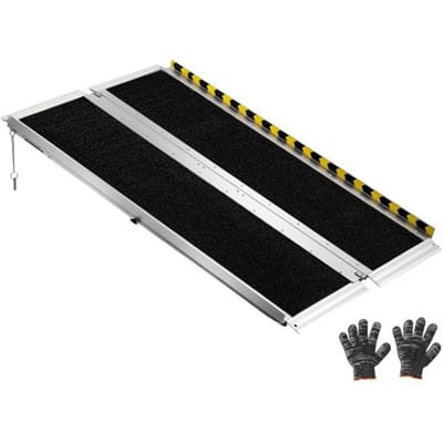 VEVOR Opvouwbare Rolstoelhelling 1219,2 x 736,6 mm, 362,9 kg Robuuste Drempelhelling met Antislipoppervlak, Draagbare Aluminium Helling, Rolstoeltoegangshelling voor Deurdrempels, Stoepranden en Trappen