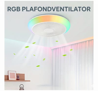 Moderne Plafondventilator met LED Verlichting – Bladeless Design – Inclusief Afstandsbediening – Dimbare Kleurtemperatuur – Omkeerbare Luchtstroom – Fluisterstil – Wit