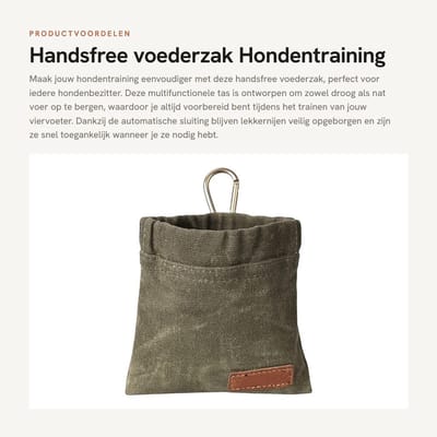 Dailygoods- Voederzak Handsfree - Hondentraining - Automatische Sluiting - Karabijnhaak - Compact Formaat 12 cm x 11 cm - Ideaal voor Snacks - Snacktas