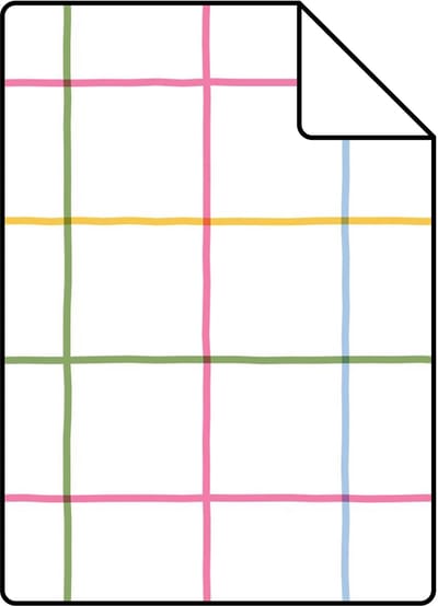 Proefstaal ESTAhome behang geblokt motief groen, geel, roze en blauw - 26.5 x 21 cm - 132055-S