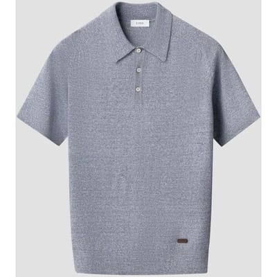 Eton Polo Lightweight Soft Cotton Linnen Fine Knit Donker Blauw / male