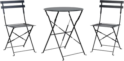 FIORI - Bistroset voor 2 - Zwart - Staal