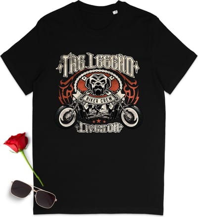 T Shirt Heren en Dames - Motor Biker - Zwart - Maat S