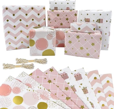 Recyclable Roze Inpakpapier 50x70cm - 8 Vellen voor Verjaardagen, Bruiloften en Feestdagen, Perfect voor Cadeaus en Decoraties