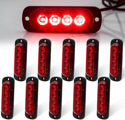 Zijmarkeringslichten - Markerlampen - Voertuig Verlichting - Aluminium Behuizing - 8.5 cm - Rood