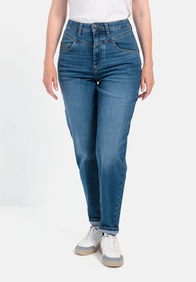 camel active Mom Fit 5-Pocket Jeans - Maat womenswear-25/30 - Donker blauw