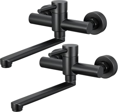 CECIPA Max - Keukenkraan voor wandmontage Waterkraan - 2 stuks - 360° draaibaar Eengreepsmengkraan voor wandmontage - Zwart