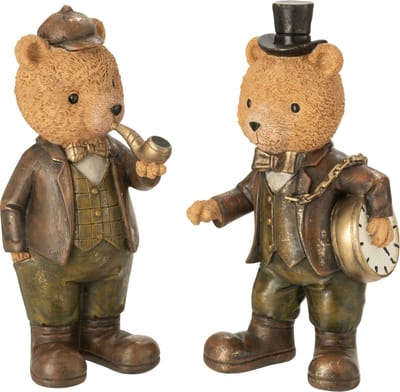 J-Line figuur Beer Kleed - steen - mix - large - 2 stuks
