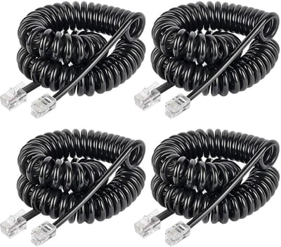 Solidchoice - Telefoon Kabelset van 4, 2.5 Meter Spiralkabel