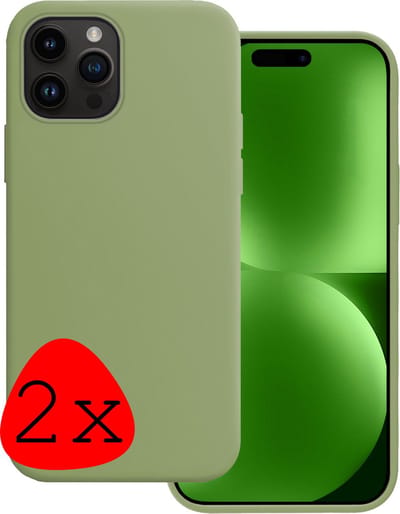 Hoesje 2 Stuks - Geschikt voor Apple iPhone 15 Pro - Sterk & Shockproof - Case Siliconen - Back Cover - Telefoon Hoes - Groen
