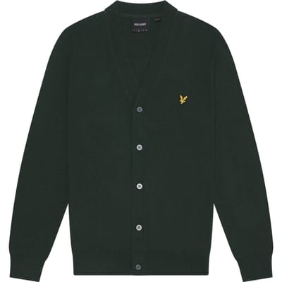 Lyle & Scott Cotton Merino V Neck Cardigan Argyle Teal Größe: L | Cardigans Outlet | Herren | Cyan