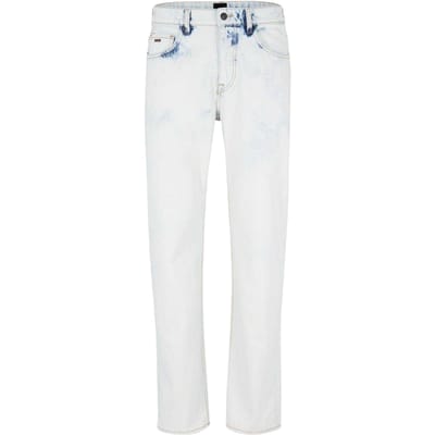 Boss Herenjeans van denim met 5 zakken en rechte pijpen (Pastelblauw)