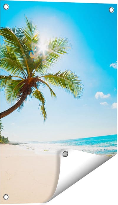 Gards Tuinposter Tropisch Strand en Zee in Sri Lanka - 40x60 cm - Tuindoek - Tuindecoratie - Wanddecoratie buiten - Tuinschilderij