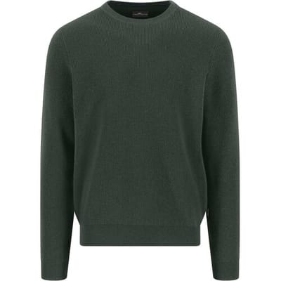 Fynch-Hatton Trui O-Neck Uni Color Texture Merino Cashmere Dark Ivy / male