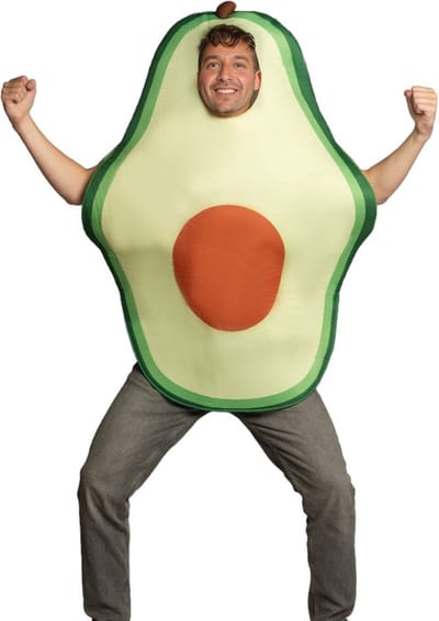 Partychimp Avocado Kostuum Volwassenen Carnavalskleding Heren Carnavalskleding Dames Kawaii Vrijgezellenfeest Kostuum Vermomming Carnaval Eten Kostuum Grappig - Groen/Bruin - Polyester - Unisex - 1-Delig Kostuum - One Size
