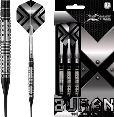 XQMax Dartpijlen Buran 90% Softtip 18 Gr Antraciet/wit
