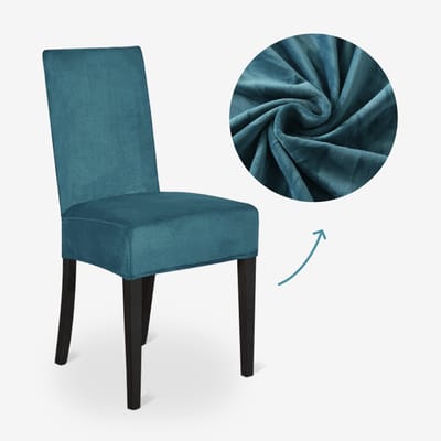 BankhoesDiscounter Velvet Stoelhoes – Zeeblauw – Eetkamer Stoelhoezen – Stoelhoezen Eetkamerstoelen – Stoelhoezen Stretch