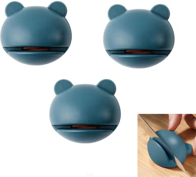 Messenslijpsteen – Multifunctionele slijpsteen – Mini en schattige slijpsteen – Uitgerust met slijpschijf – Antislip onderkant – Blauw – Set van 3